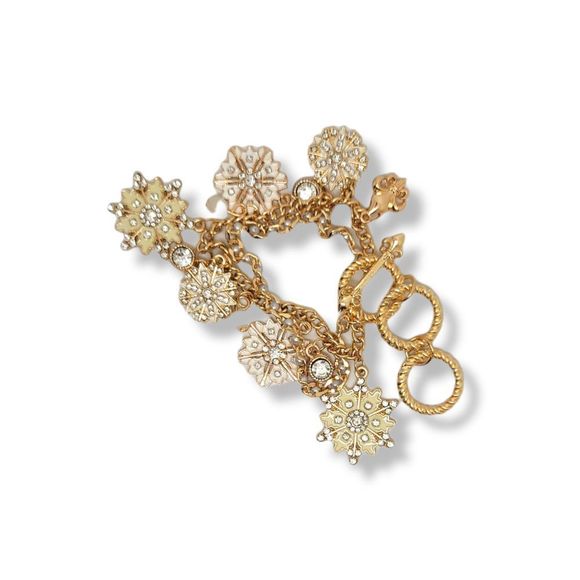 Gold-Tone Ice and Snow Charm Bracelet, one size fits most 7" to 9" wrist - Picture 4 of 8